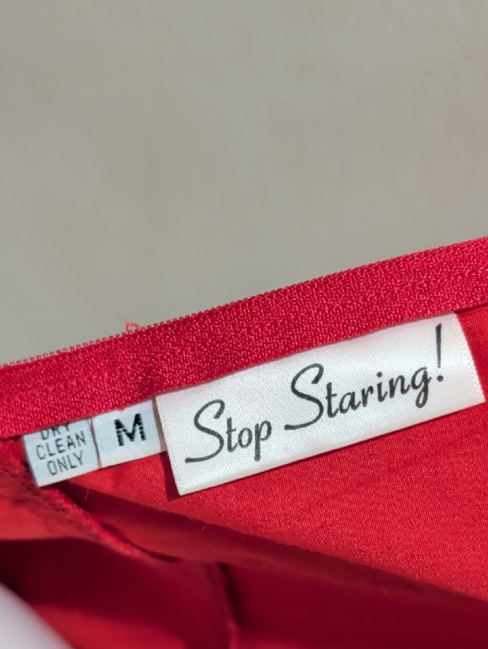 Vintage Stop Staring Red Fit-and-Flare Midi Dress w/ Black Trim Retro Women's M - Picture 7 of 9